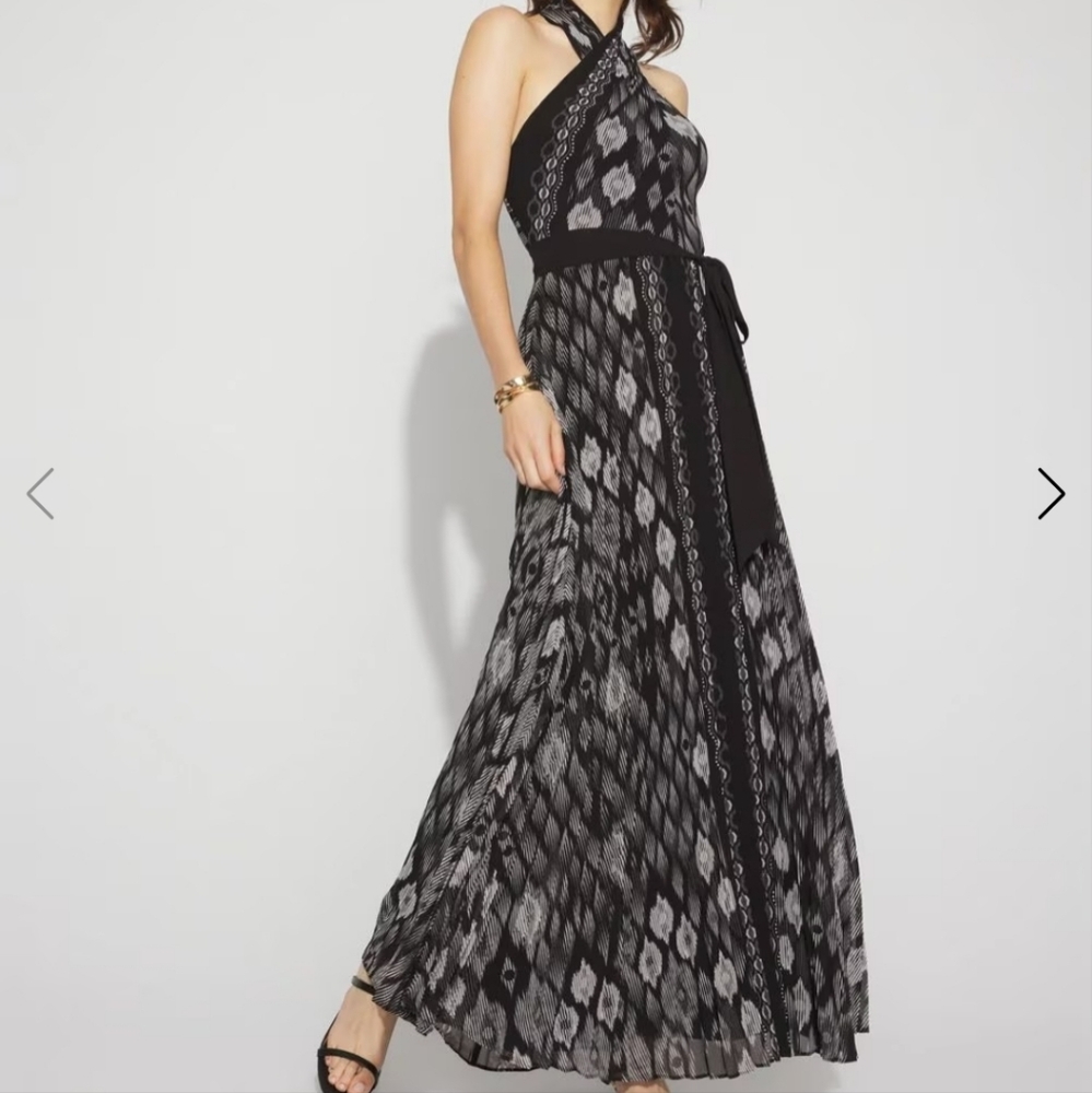 Ikat Print Halter Maxi DressColor: Timeless Crystl Dbl BrderSize: 2